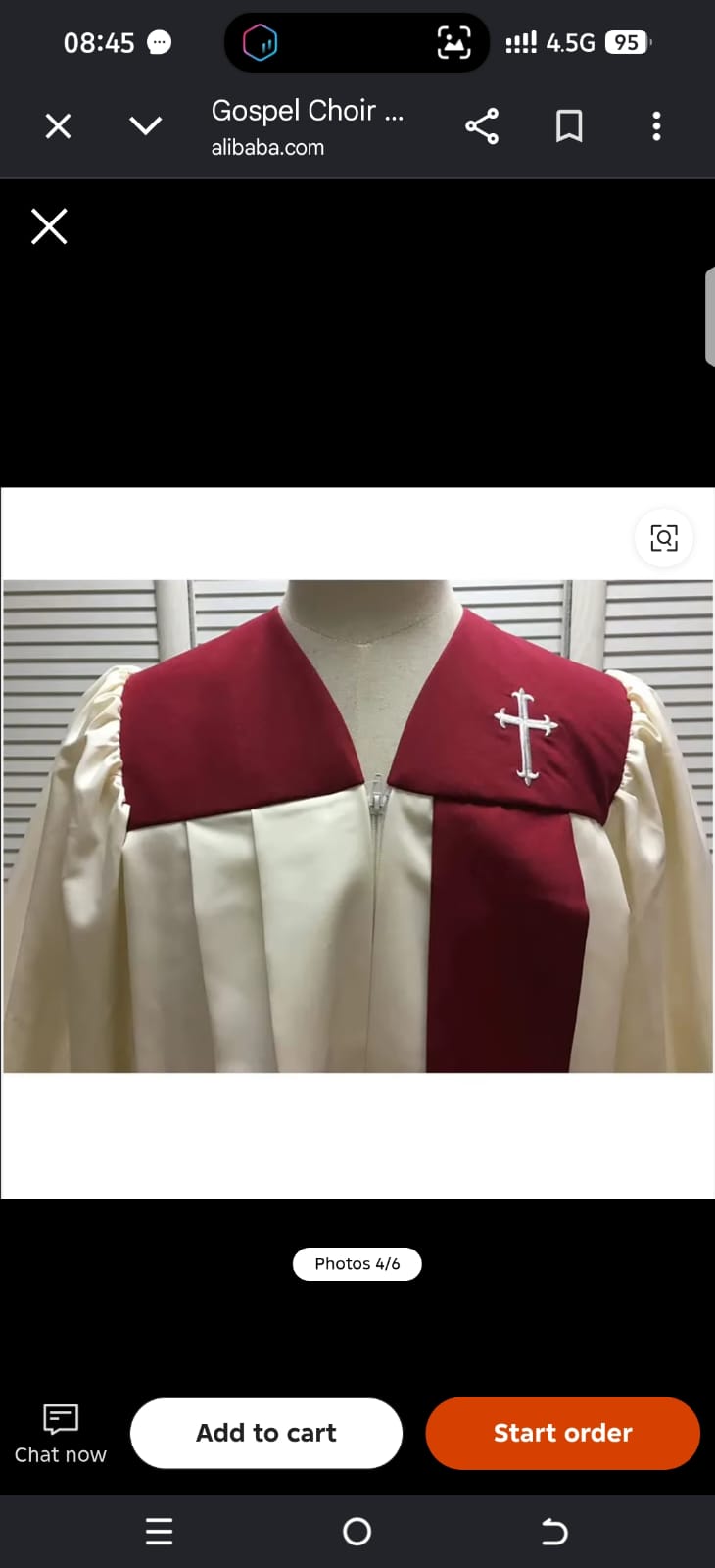 Traditional Choir Cassock with Burgundy Yoke and Cross Embroidery