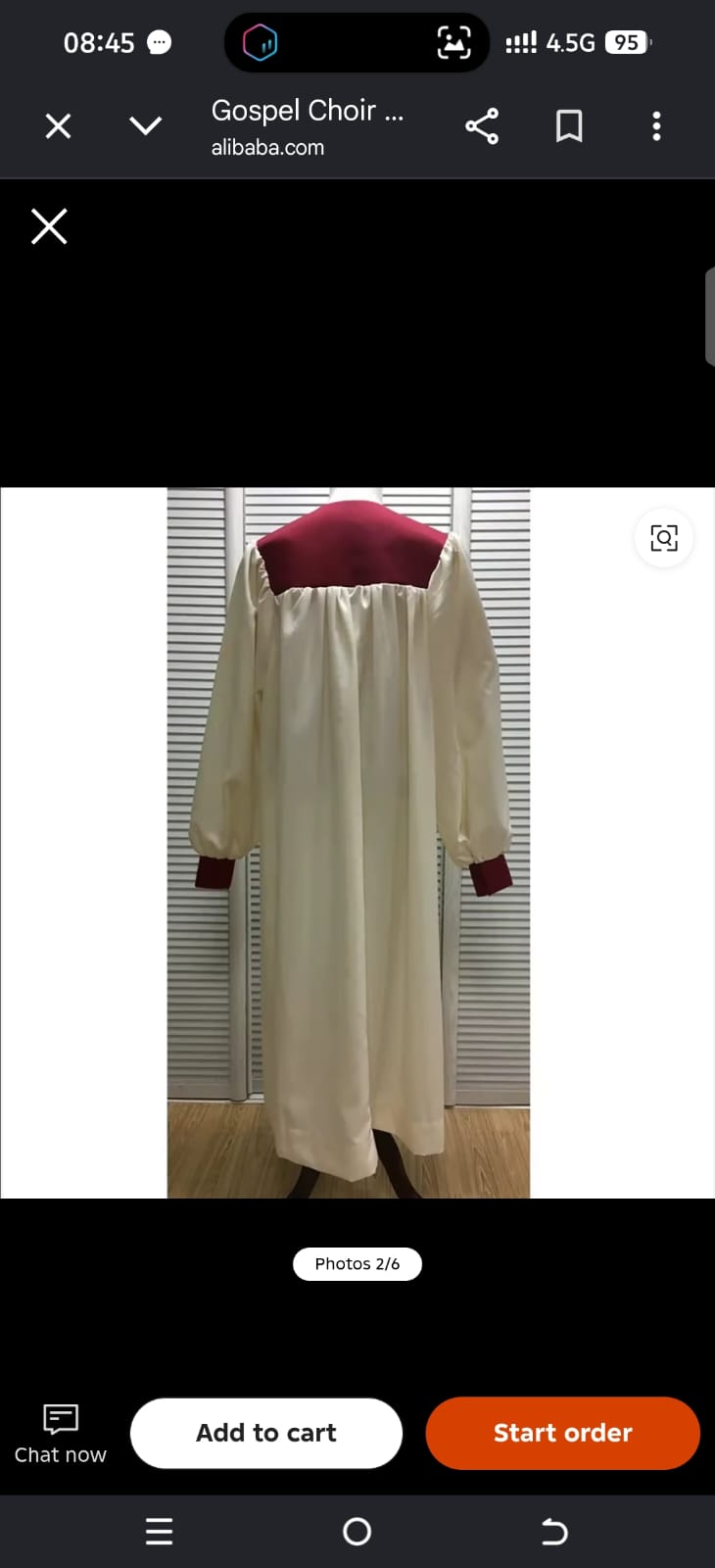 Cream and Burgundy Choir Cassock with Gathered Yoke
