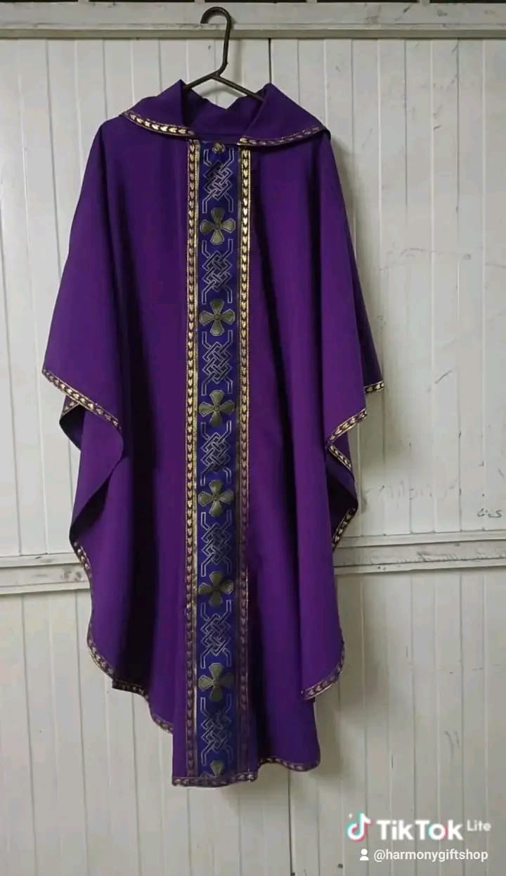 Purple Liturgical Cassock with Gold Embroidery